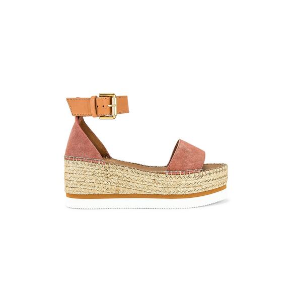 See By Chloe 'Glyn' Pink Leather Platform Sandal Size